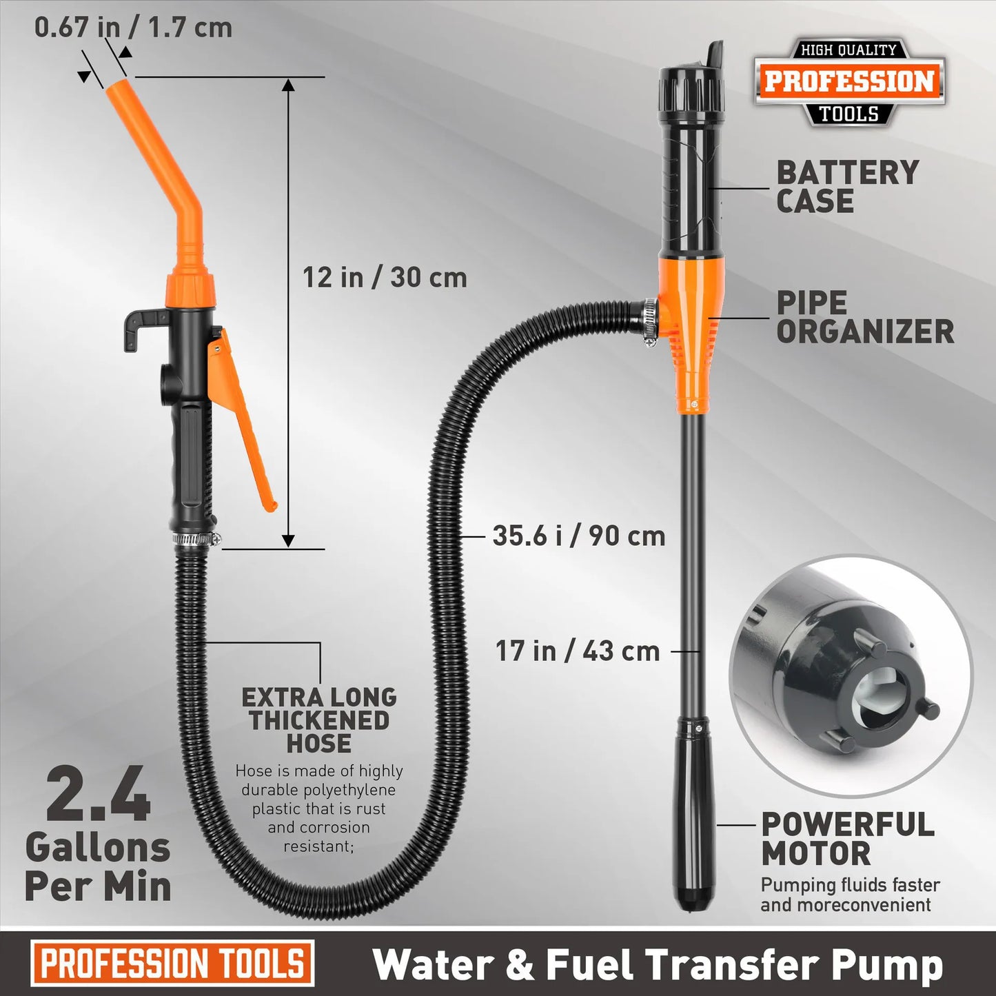 🔥LAST DAY 49% OFF-Cordless Fuel Transfer Pump Compatible with DeWalt 20V & Milwaukee 18V Batteries