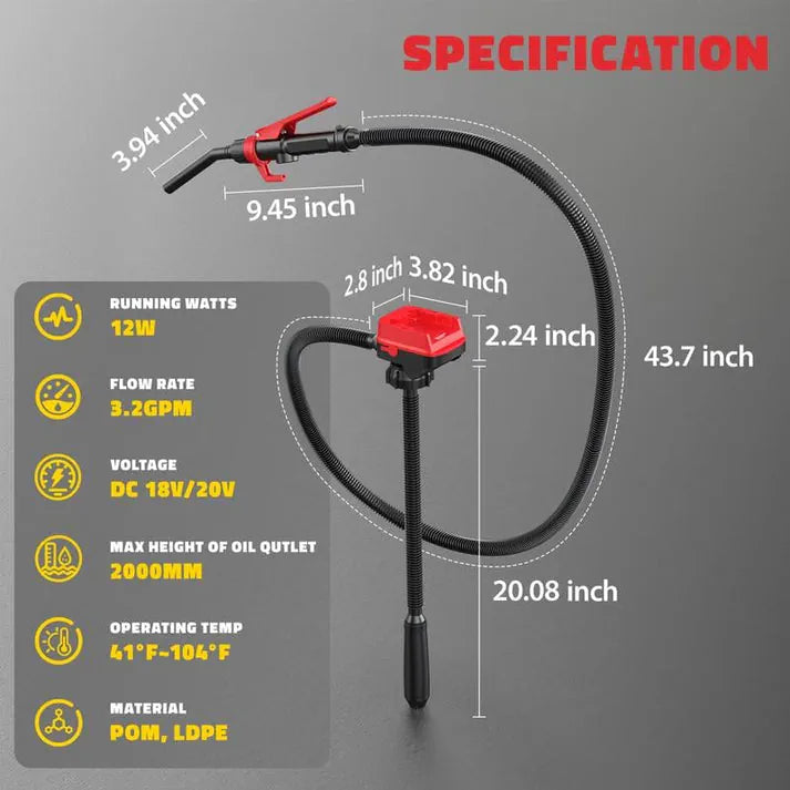 🔥LAST DAY 49% OFF-Cordless Fuel Transfer Pump Compatible with DeWalt 20V & Milwaukee 18V Batteries